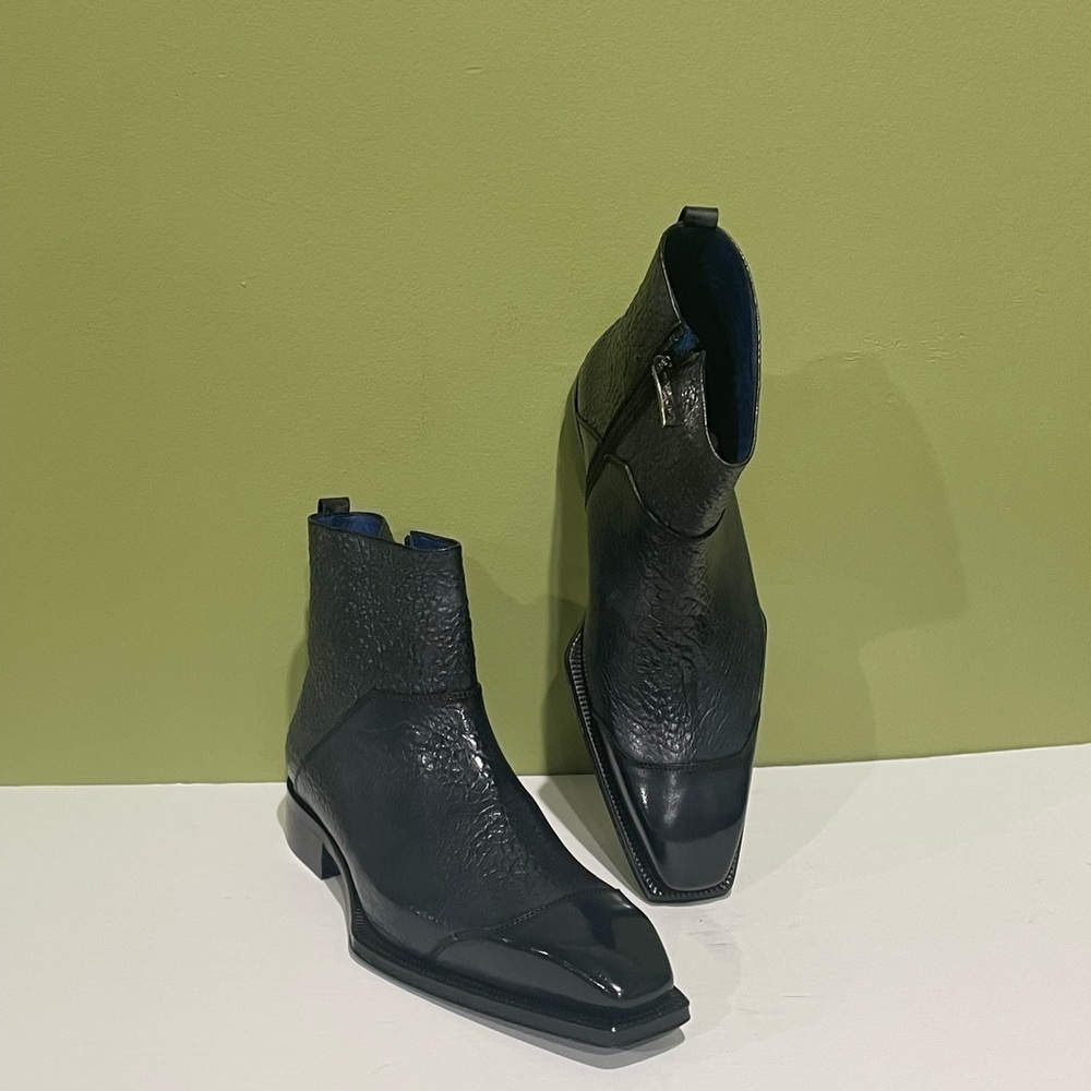 Emilio Franco boot charcoal leather calf captoe side zipper